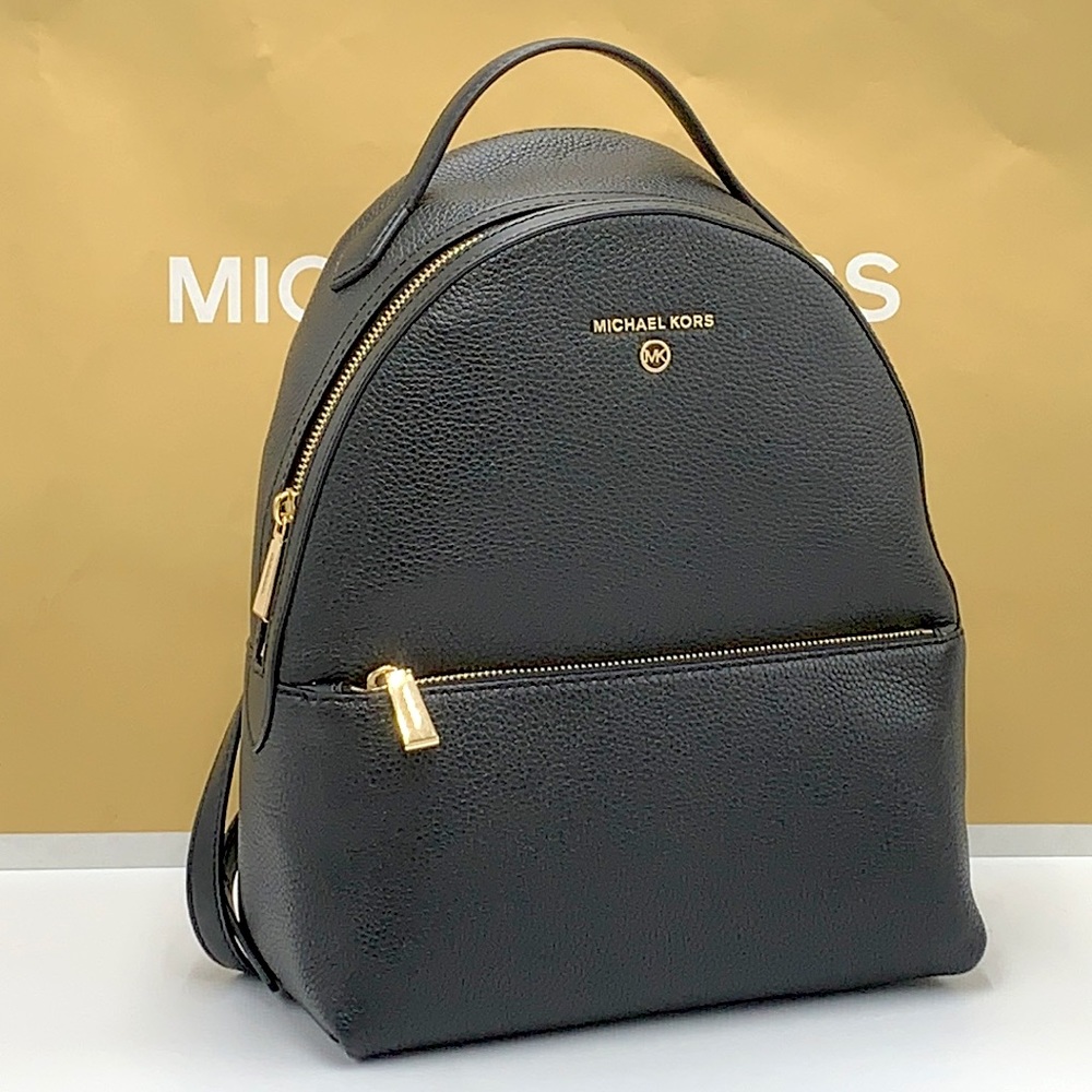 NWT MICHAEL KORS VALERIE MEDIUM PEBBLED LEATHER BACKPACK BLACK COLOUR